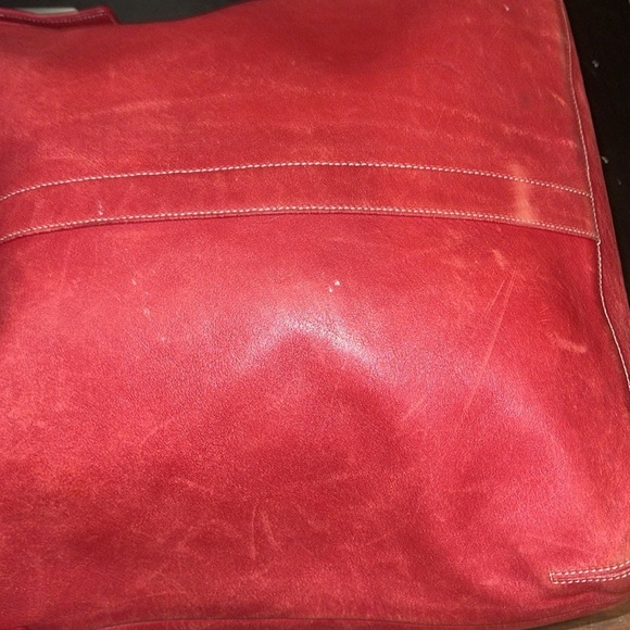 Vintage Red Leather COACH Duffel Sac Messenger Style Bag - Picture 10 of 11